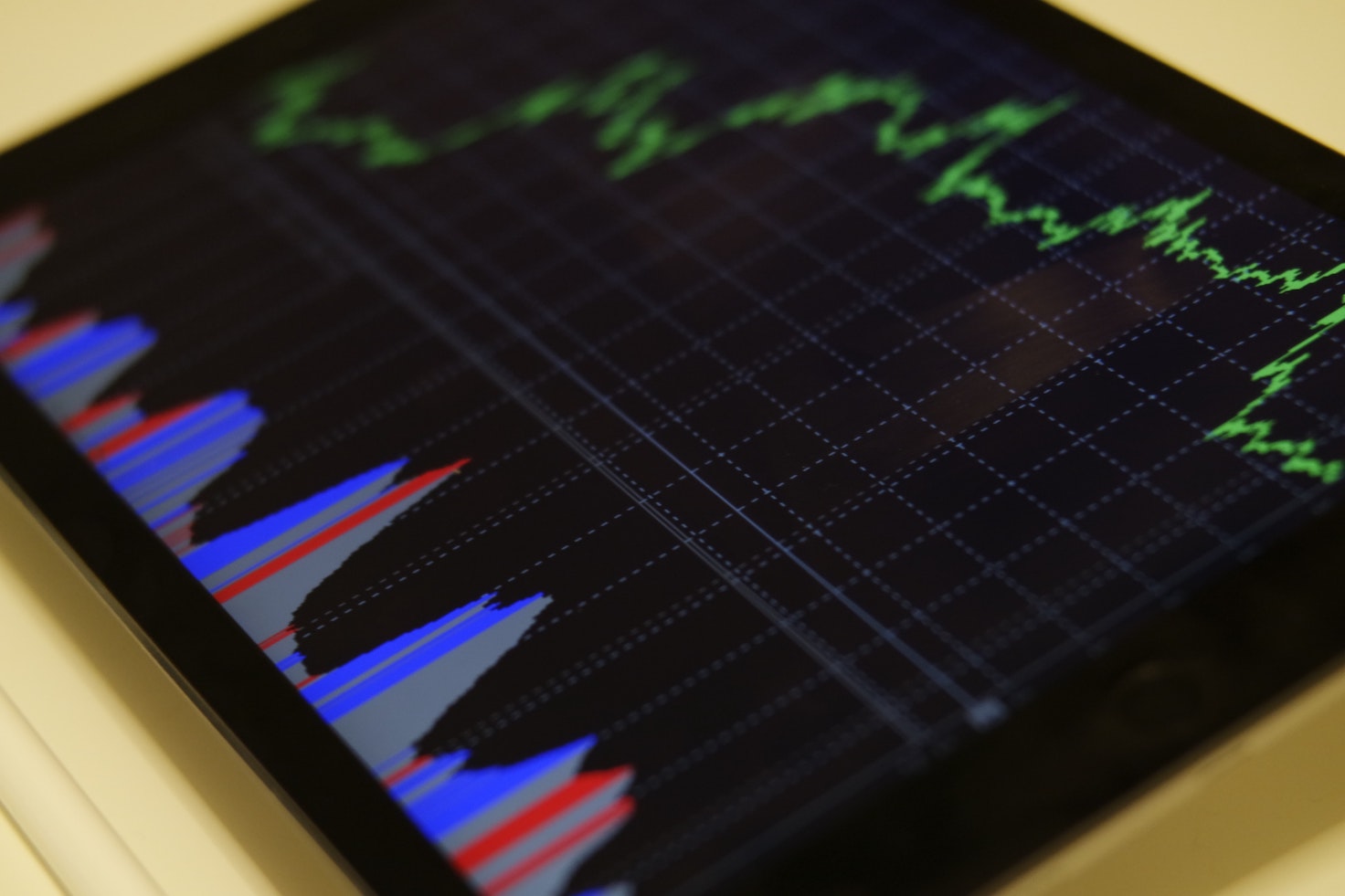 Market statistics displayed on a tablet.